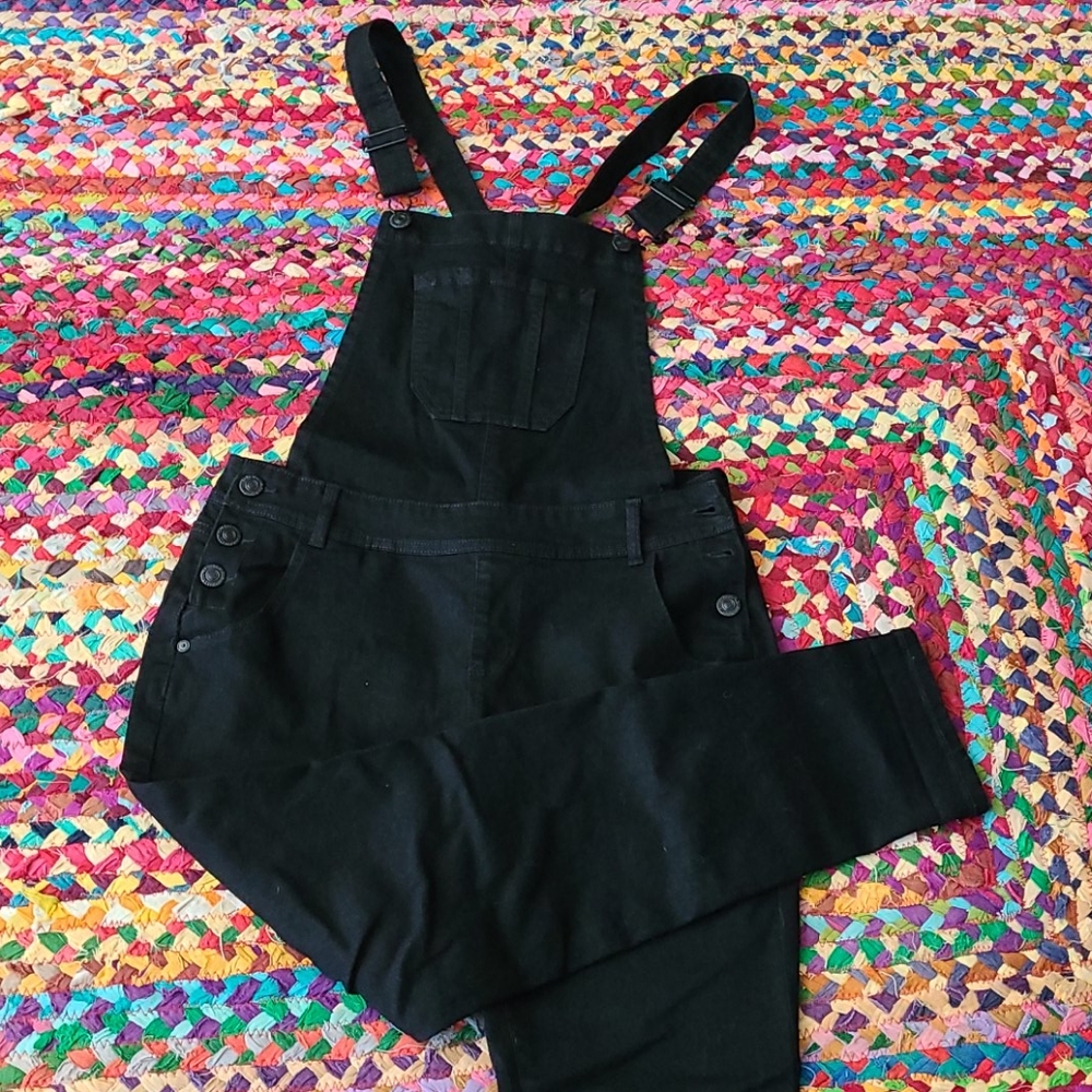Black stretch denim overalls Wallflower L skinny